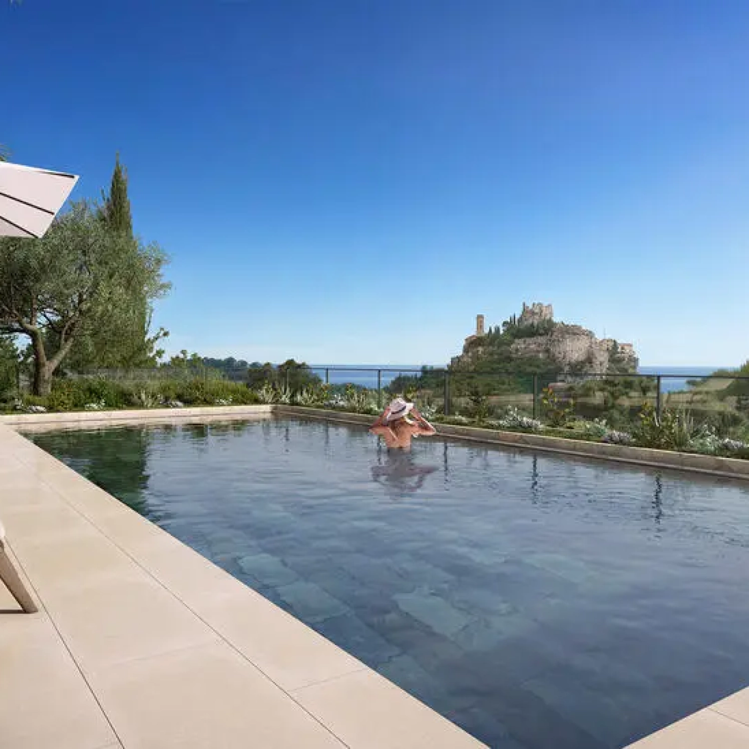 VEFA-avantages-inconvénients-èze-baies-des-saphirs-piscine-vue-extérieure-2